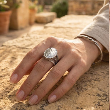 Hammered  Statement Ring in 925 sterling silver
