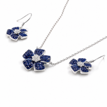 Floral Sapphire earings pendant Set