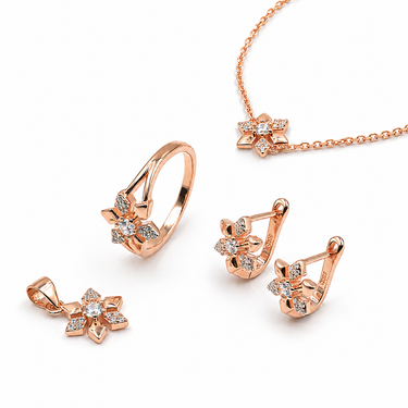 Floral Ring earring pendant and bracelet set