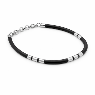 Strand - Minimal 925 sterling silver silicon rubber bracelet