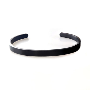 Minimalist Black Stainless Steel Open Cuff Bracelet