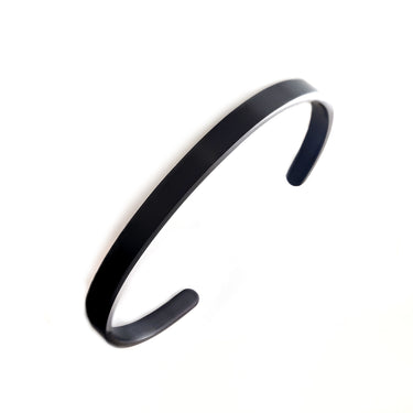 Minimalist Black Stainless Steel Open Cuff Bracelet