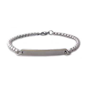 Men's Silver Stainless Steel engravable Bracelet