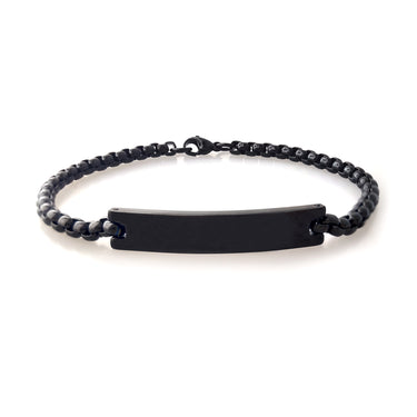 Men's Black Stainless Steel Engravable Bracelet