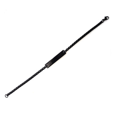 Men's Black Stainless Steel Engravable Bracelet