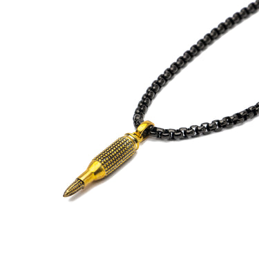 Studded Bullet  Pendant with Gun metal chain