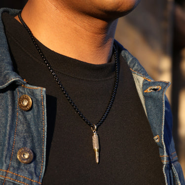 Studded Bullet  Pendant with Gun metal chain