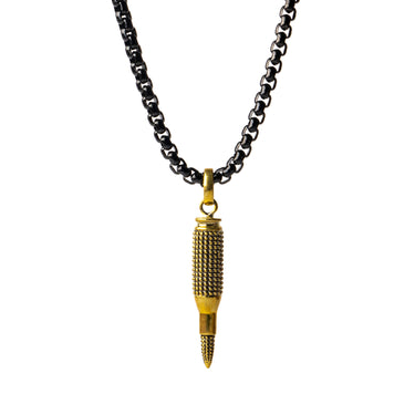 Studded Bullet  Pendant with Gun metal chain